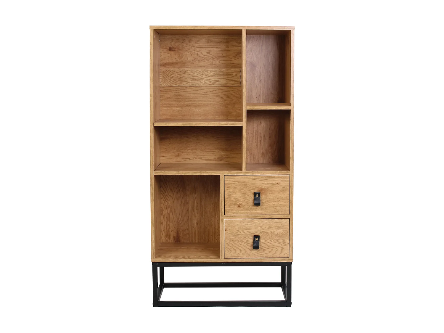 Bibliotheque Bois Et Metal Abbott Marron, Noir