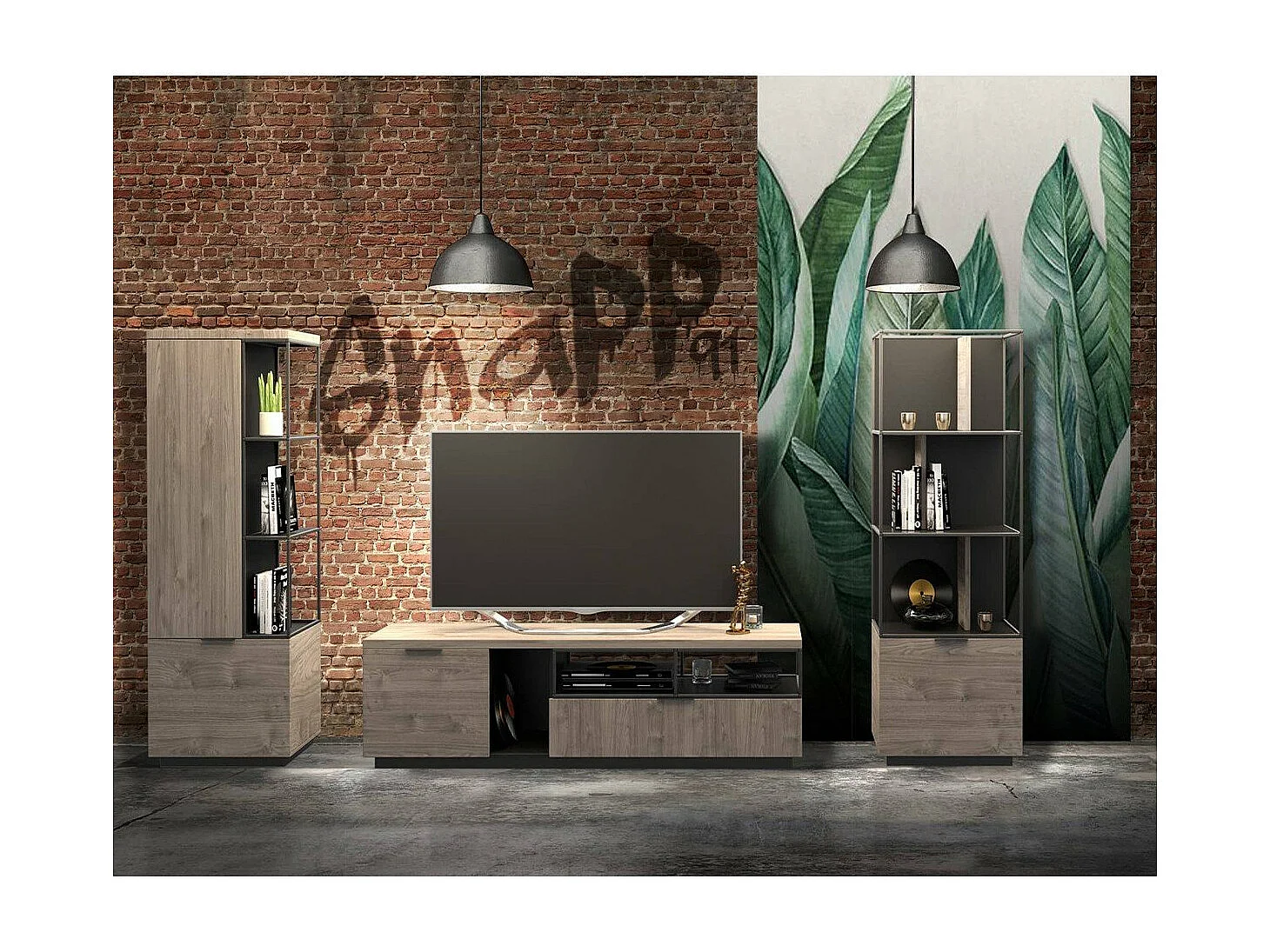 Bibliothèque avec vitrine 2 portes Snapp -  Fabrication Française