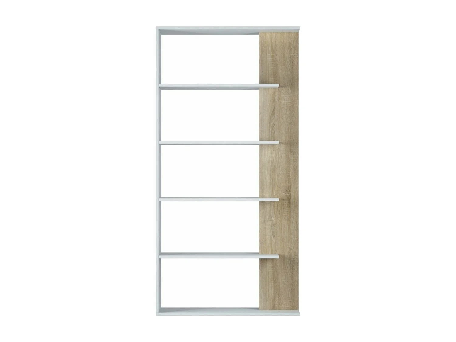 Estante Alida, carvalho canadense/branco, 5 prateleiras, 180x90x25 cm