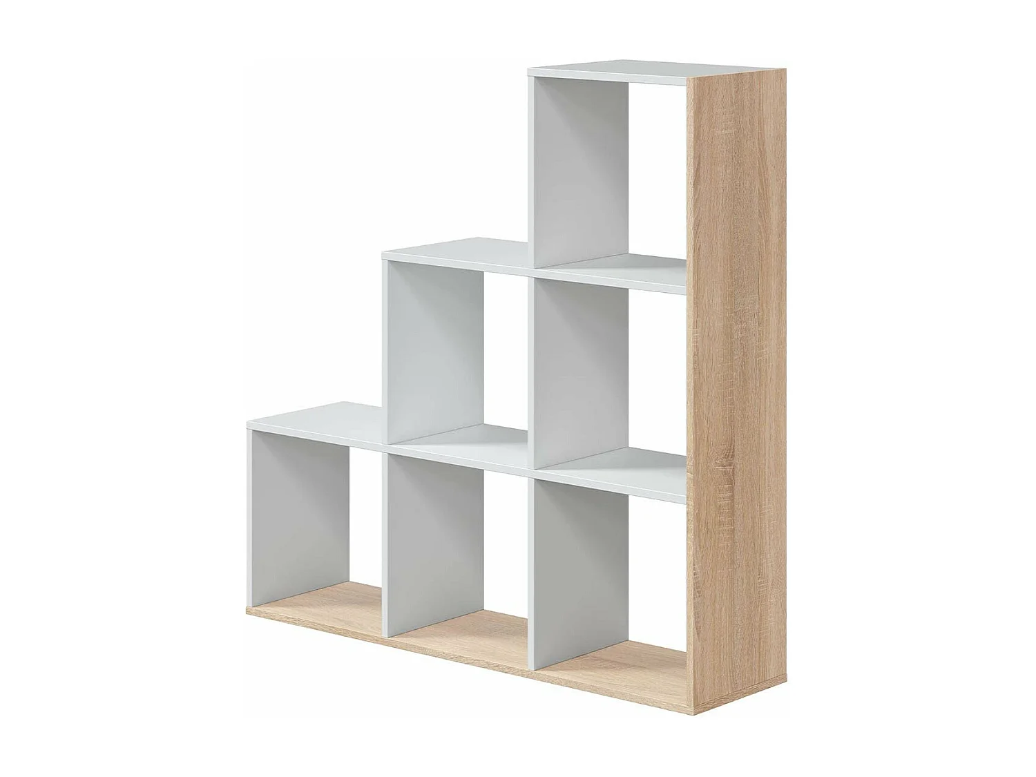 Estantería escalonada 6 compartimentos y 3 estantes - Al. 110 cm