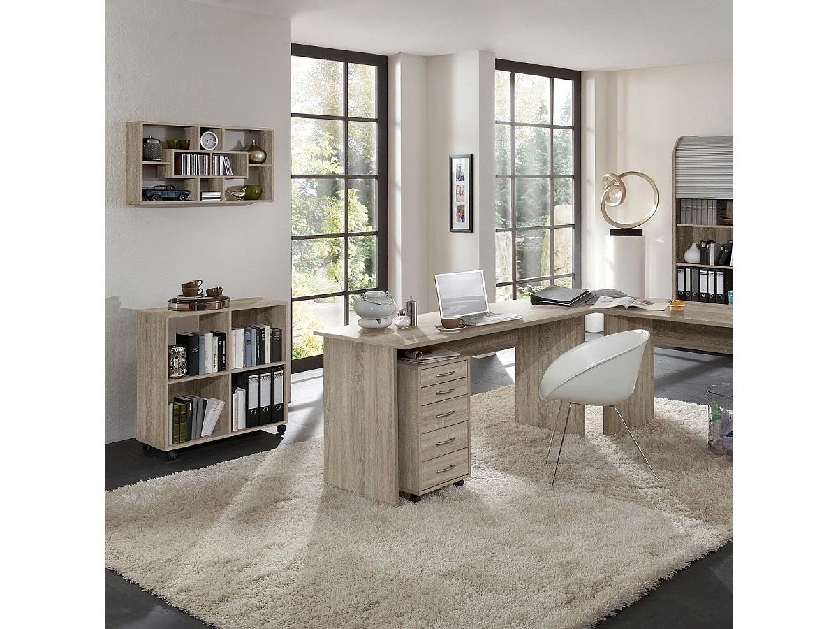 Mobiletto con Mensole su Ruote 4 Scomparti Rovere