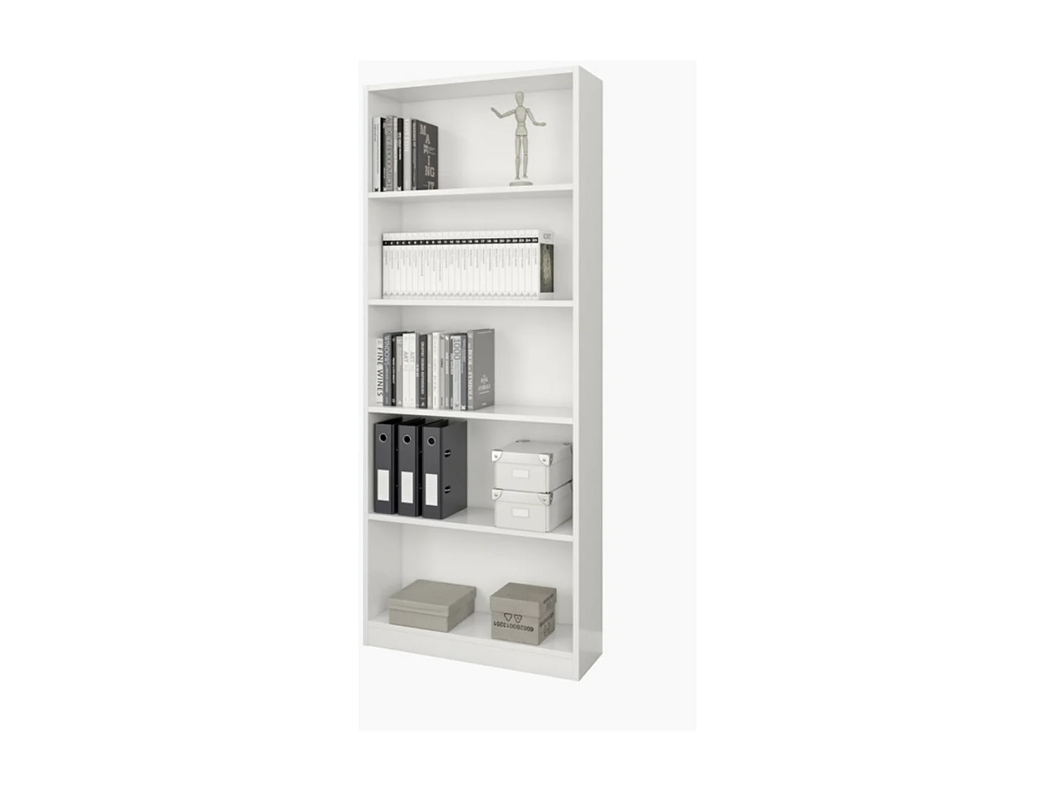 Libreria moderna Bianca con 5 ripiani 80 X 201 X 28 cm salone studio camera - 005626A