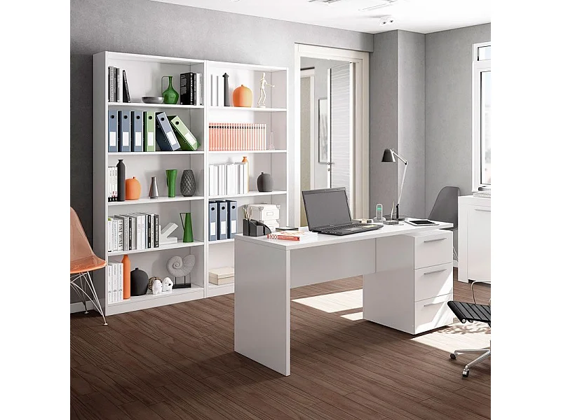 Libreria moderna Bianca con 5 ripiani 80 X 201 X 28 cm salone studio camera - 005626A