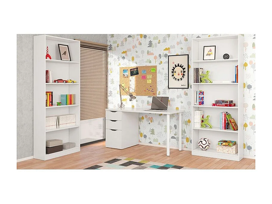 Libreria moderna Bianca con 5 ripiani 80 X 201 X 28 cm salone studio camera - 005626A