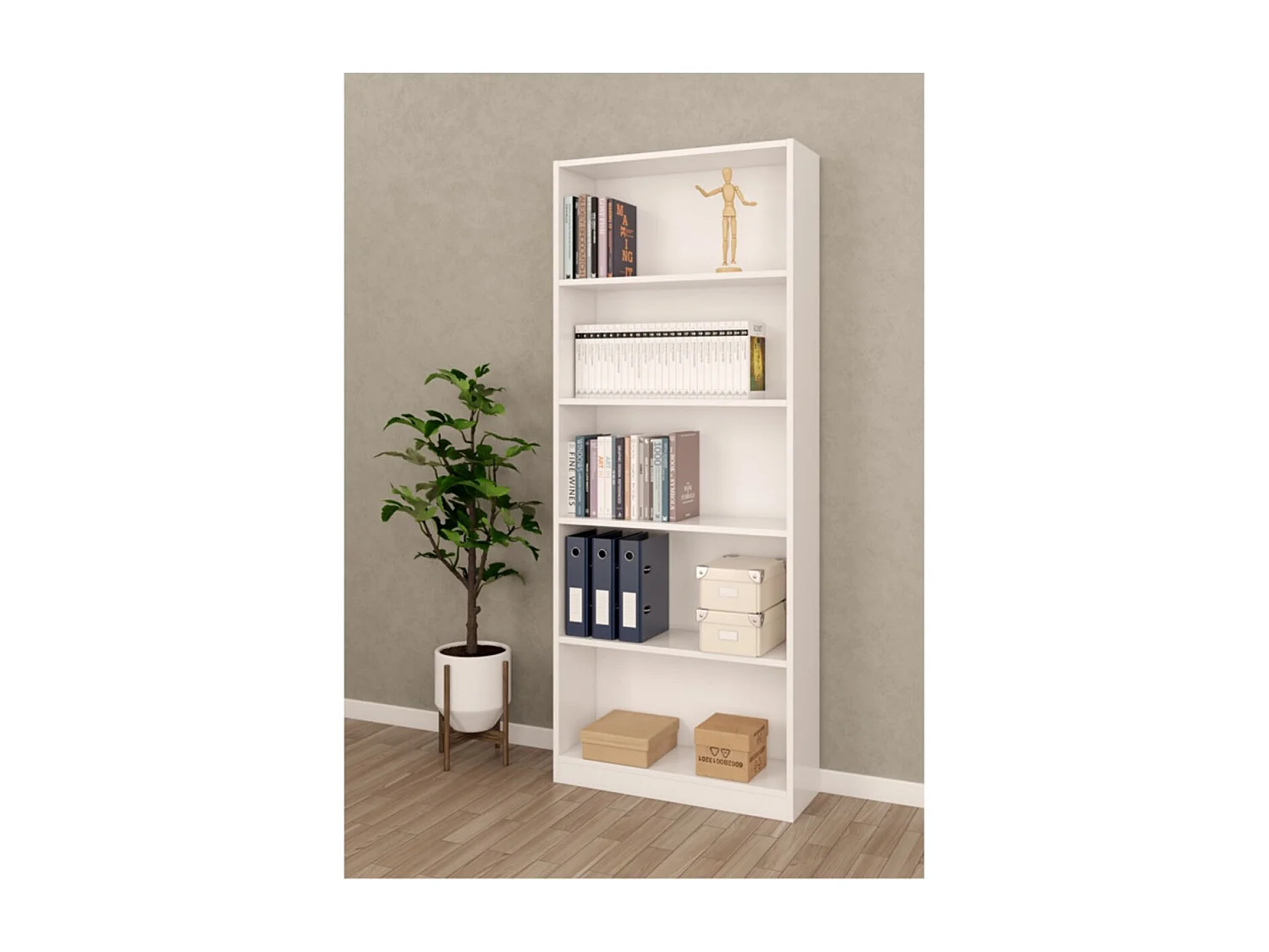 Moderne Witte Matte Boekenkast 201x80x28 cm