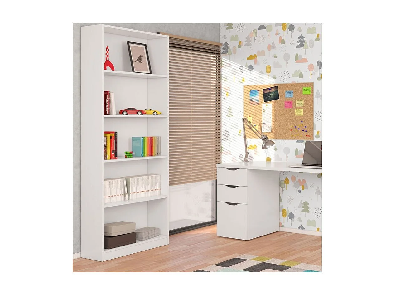 Moderne Witte Matte Boekenkast 201x80x28 cm