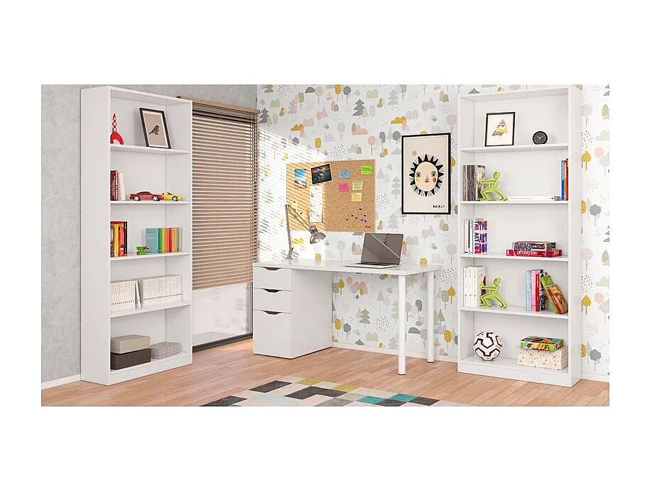 Moderne Witte Matte Boekenkast 201x80x28 cm