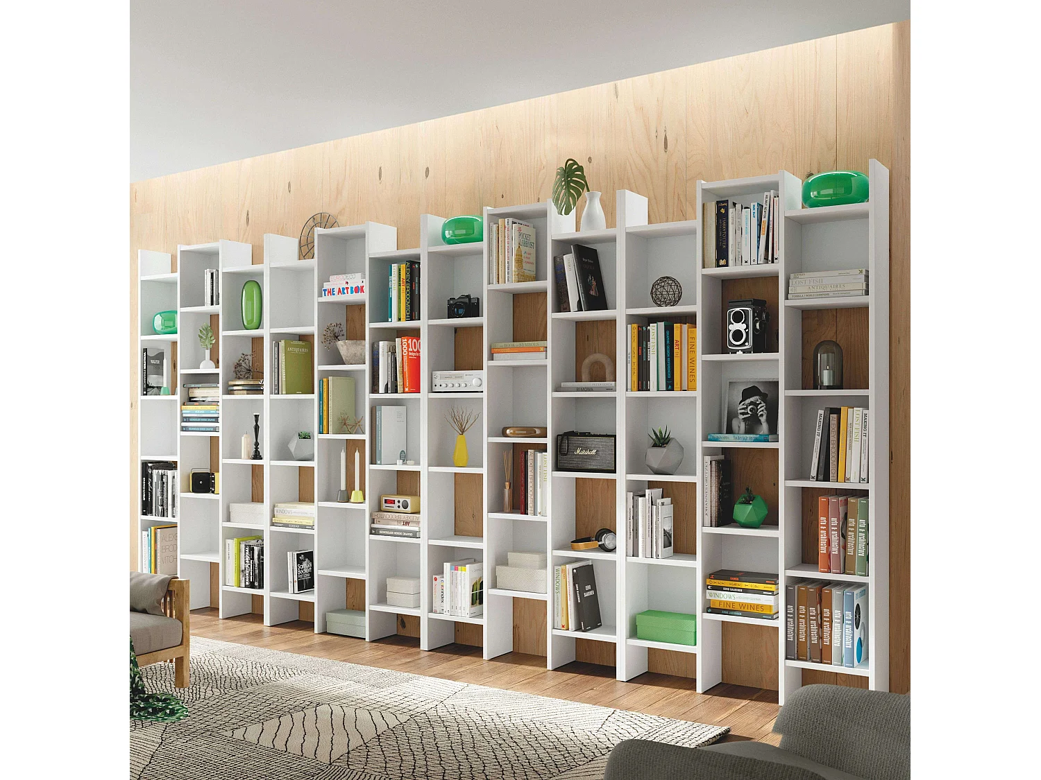 Bibliothèque 3 colonnes 15 compartiments Italian - H192 cm