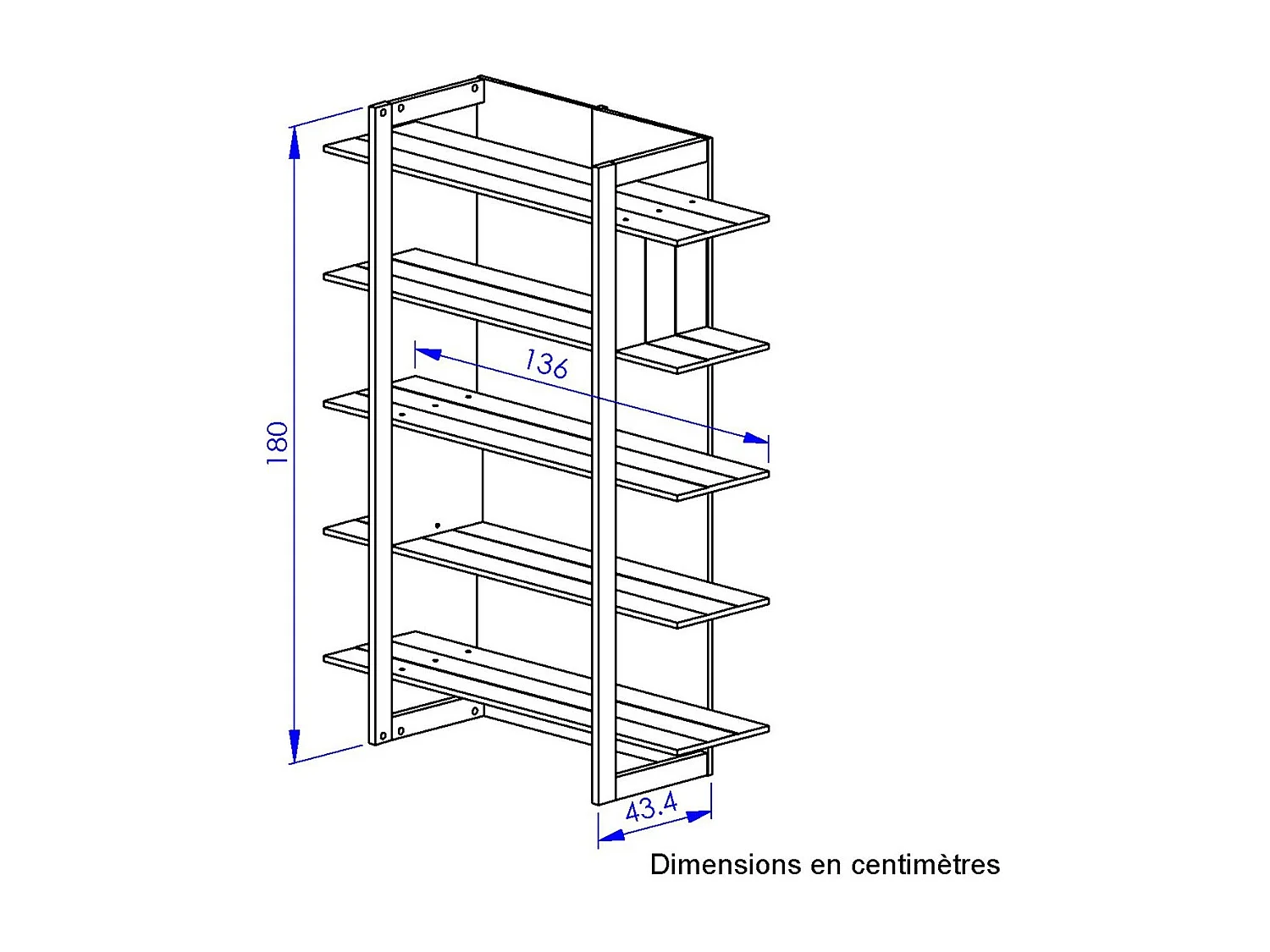 Bibliothèque Industrielle 5 Étagères L136 cm - Russel