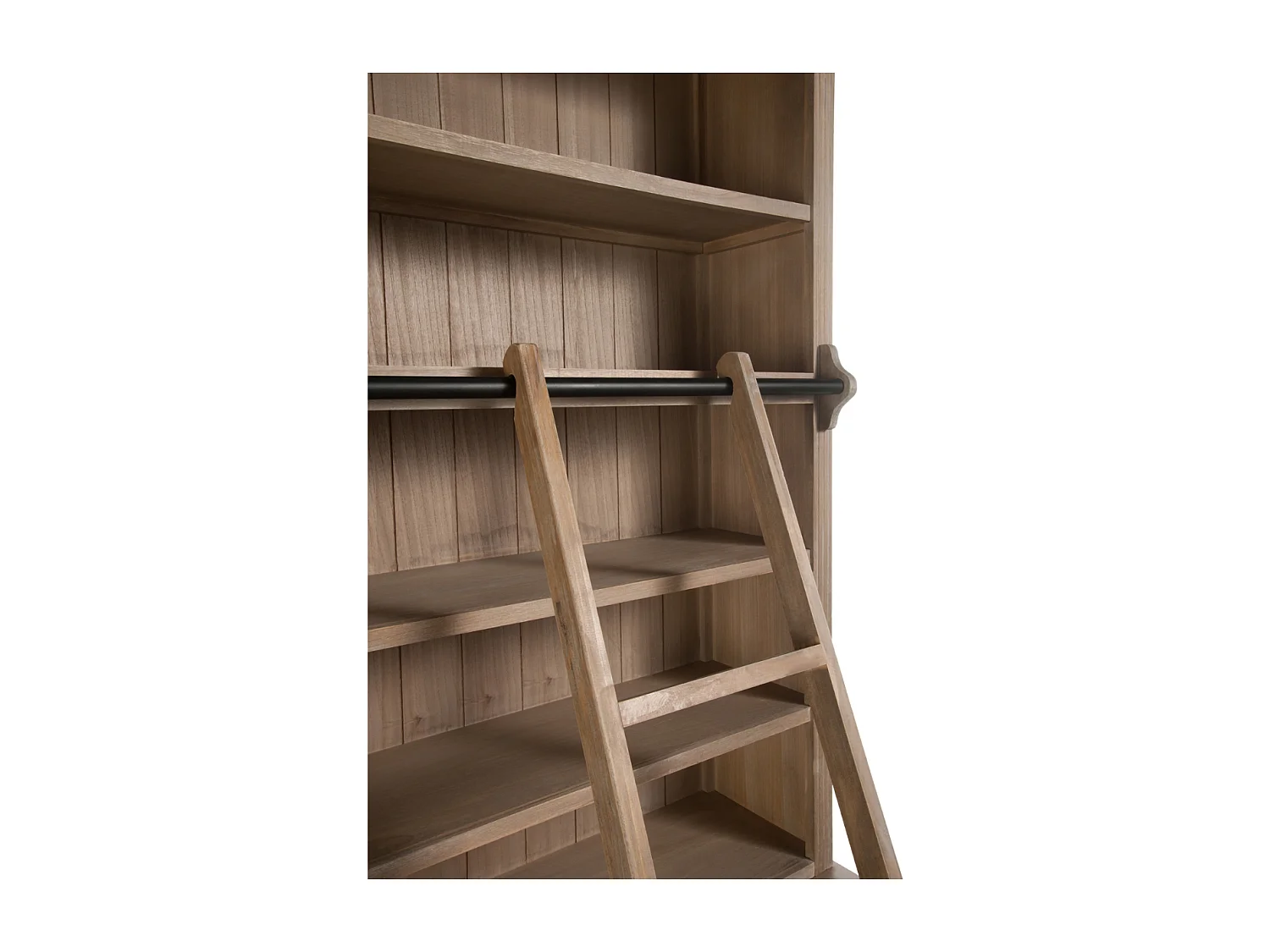 Bibliothèque Double en Bois Massif avec Échelle - L200 x H232,5 cm - Ludwig