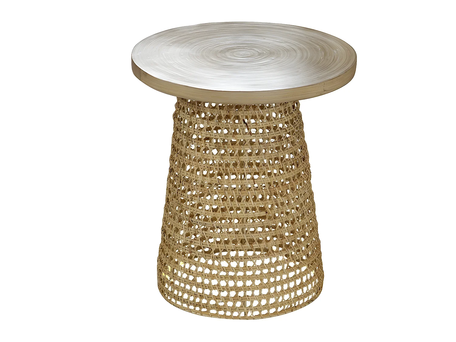 Mesa auxiliar con tabla de bambú pata ratán