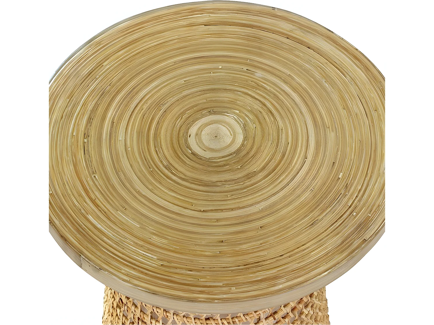 Mesa auxiliar con tabla de bambú pata ratán