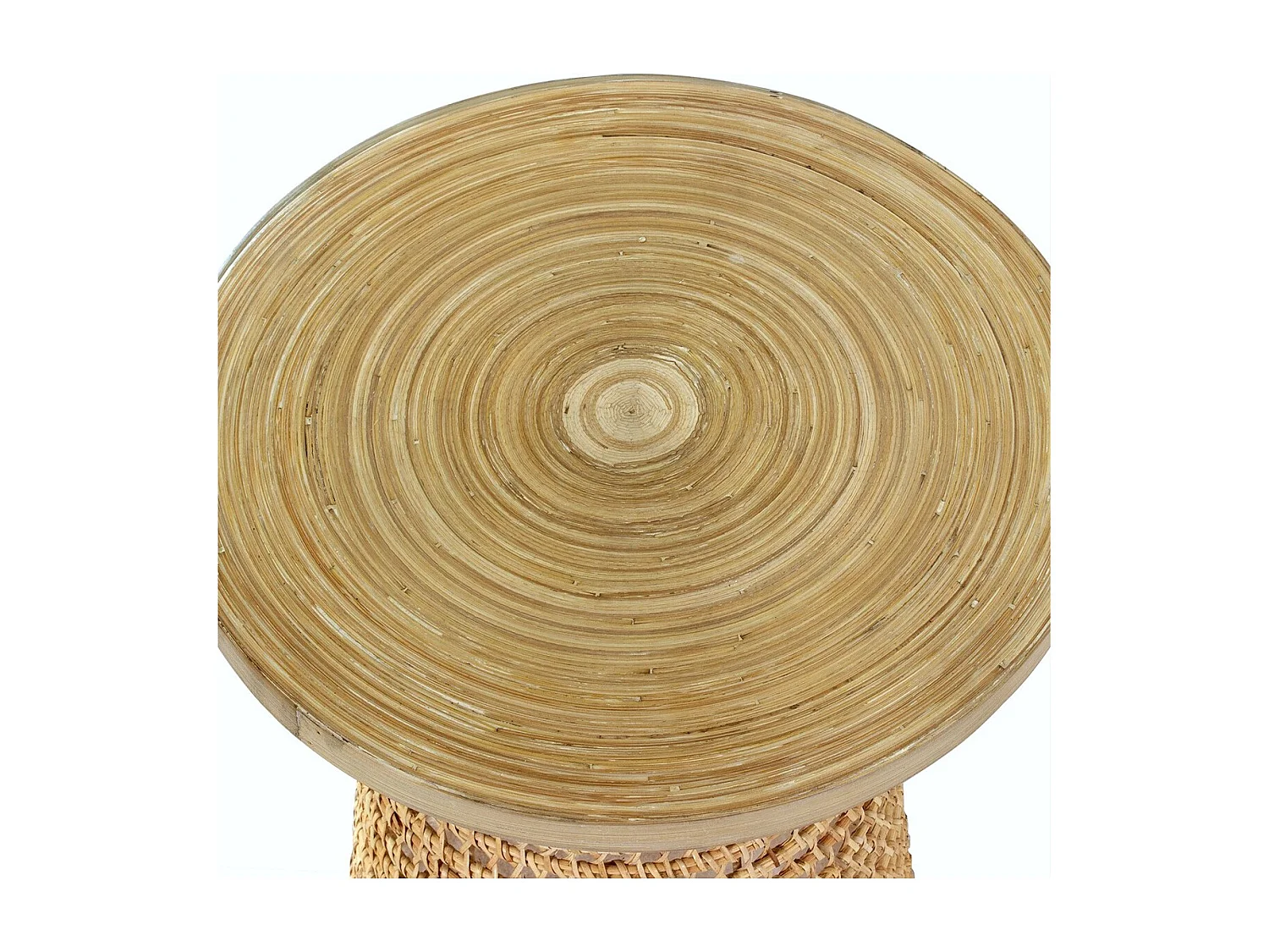 Stolik boczny z bambusowym blatem i rattanowymi nogami