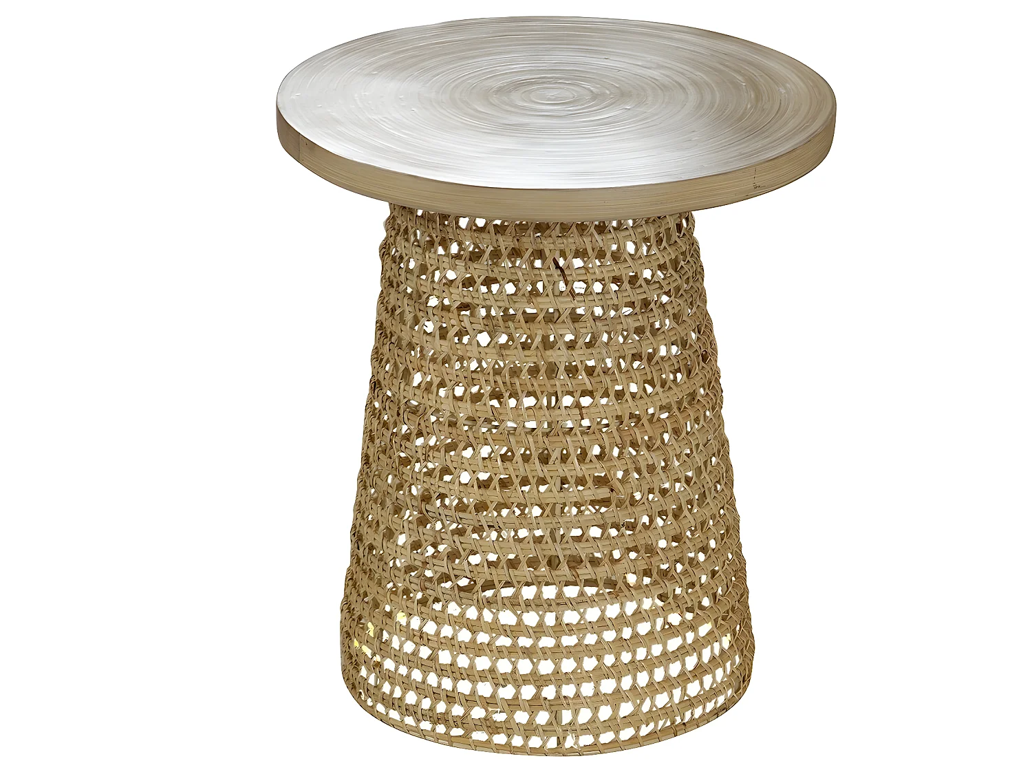 Mesa auxiliar con tabla de bambú pata ratán