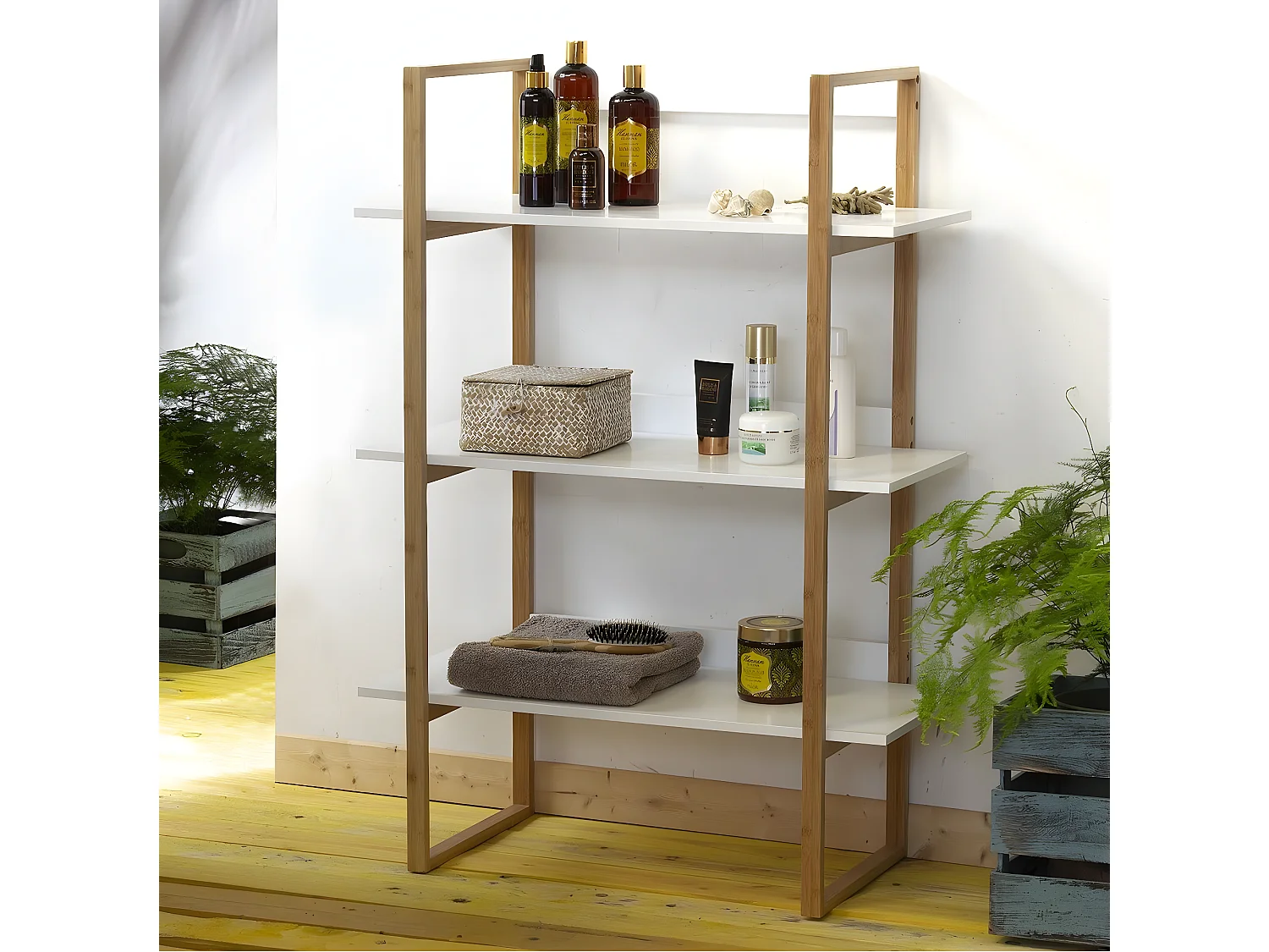 Etagère bambou 3 niveaux - Blanche