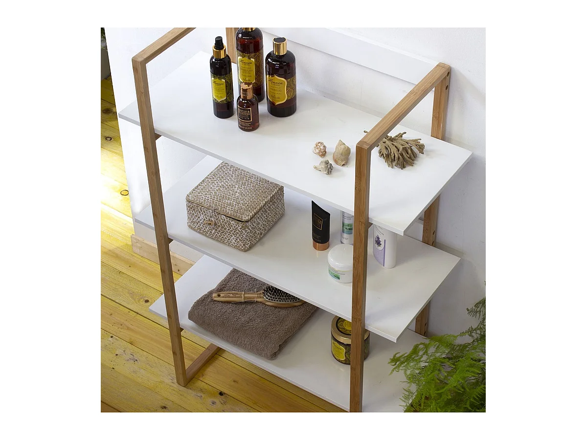 Etagère bambou 3 niveaux - Blanche
