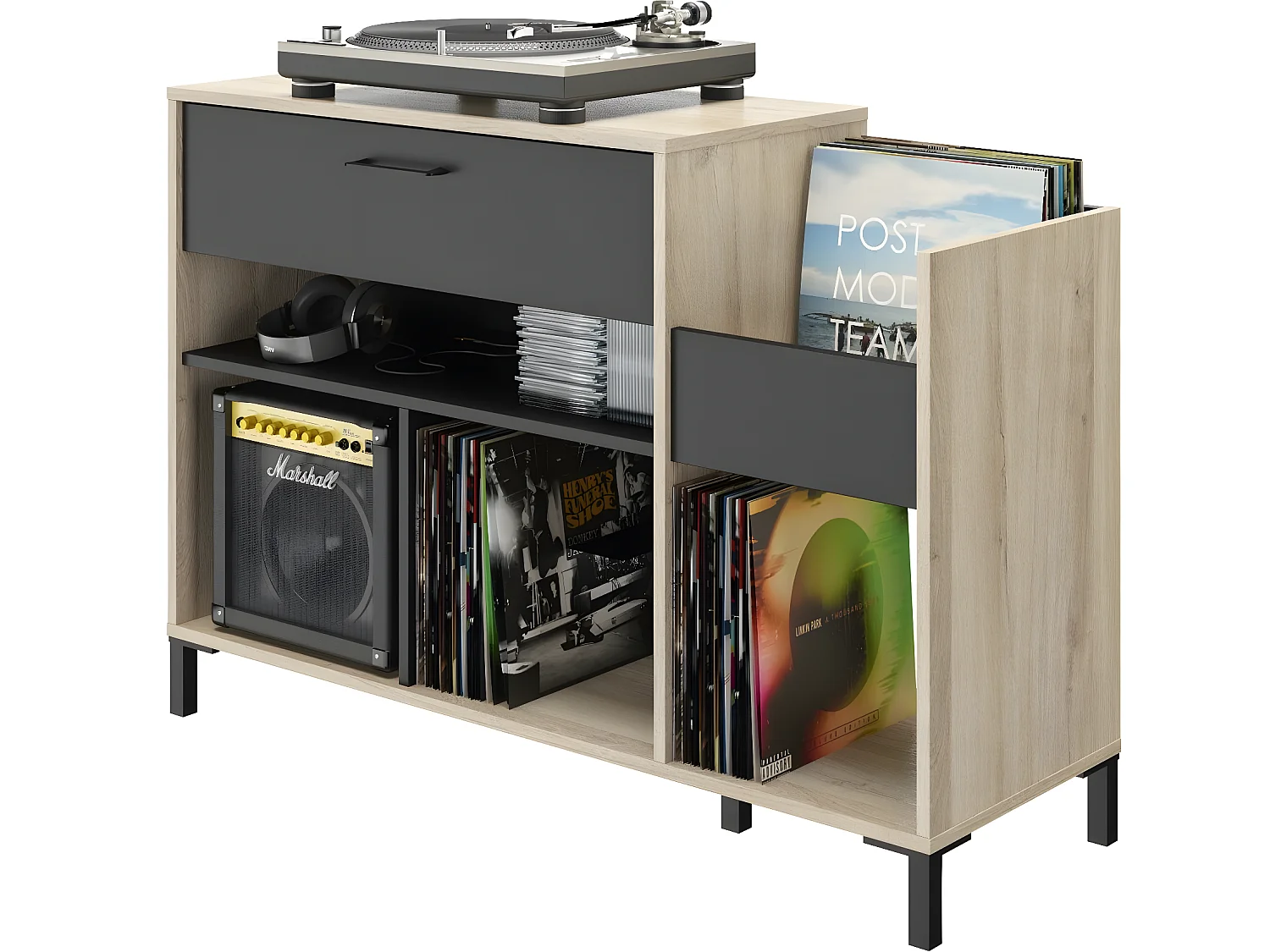 Meuble rangement vinyles Chicago - Fabrication Française