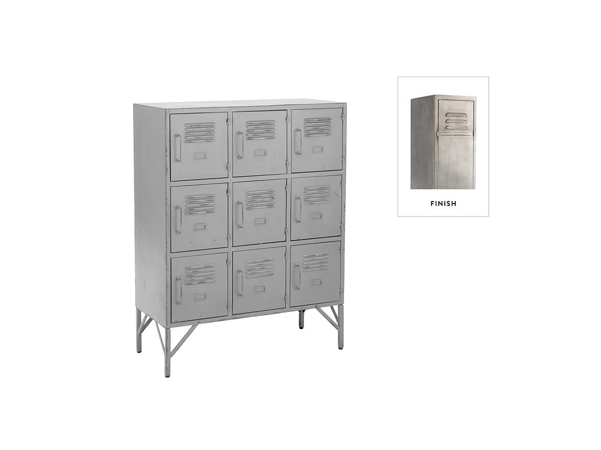 Armoire 9 Portes Metal Argent