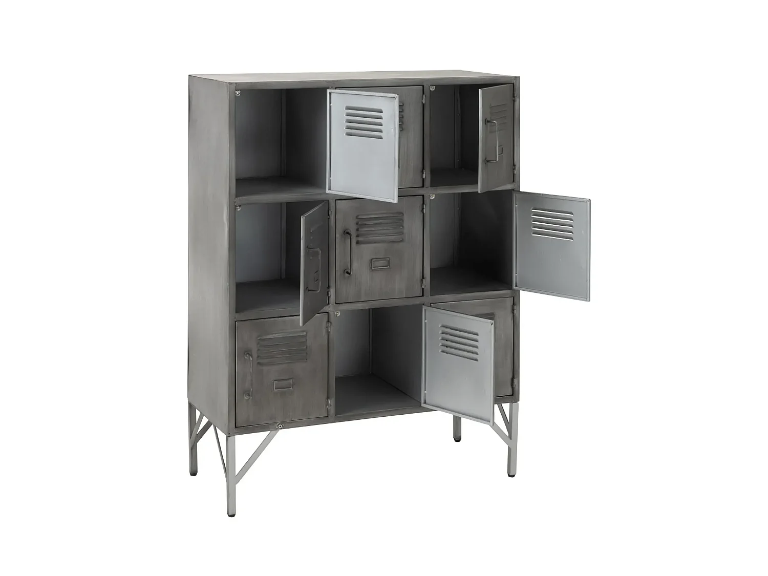 Armoire 9 Portes Metal Argent