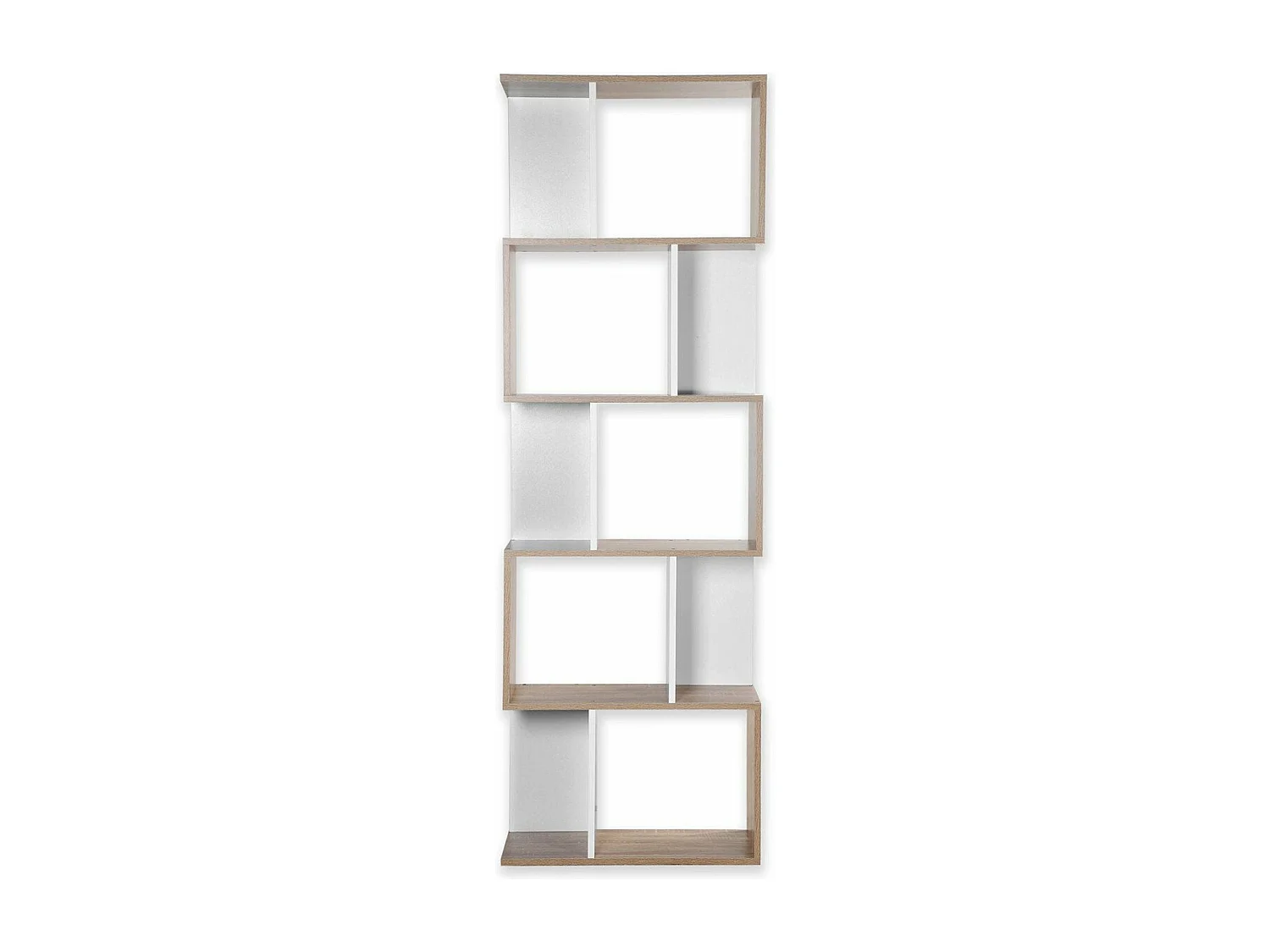 Bibliothèque Multi-cases H180 cm - Décor Bois et Blanc