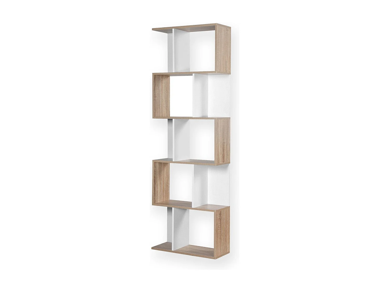 Bibliothèque Multi-cases H180 cm - Décor Bois et Blanc