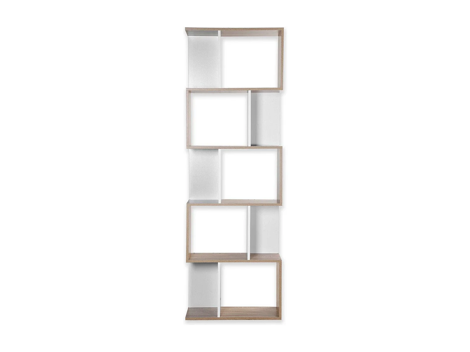 Bibliothèque Multi-cases H180 cm - Décor Bois et Blanc