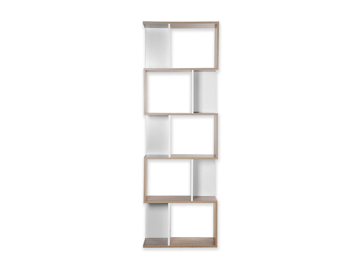 Bibliothèque Multi-cases H180 cm - Décor Bois et Blanc