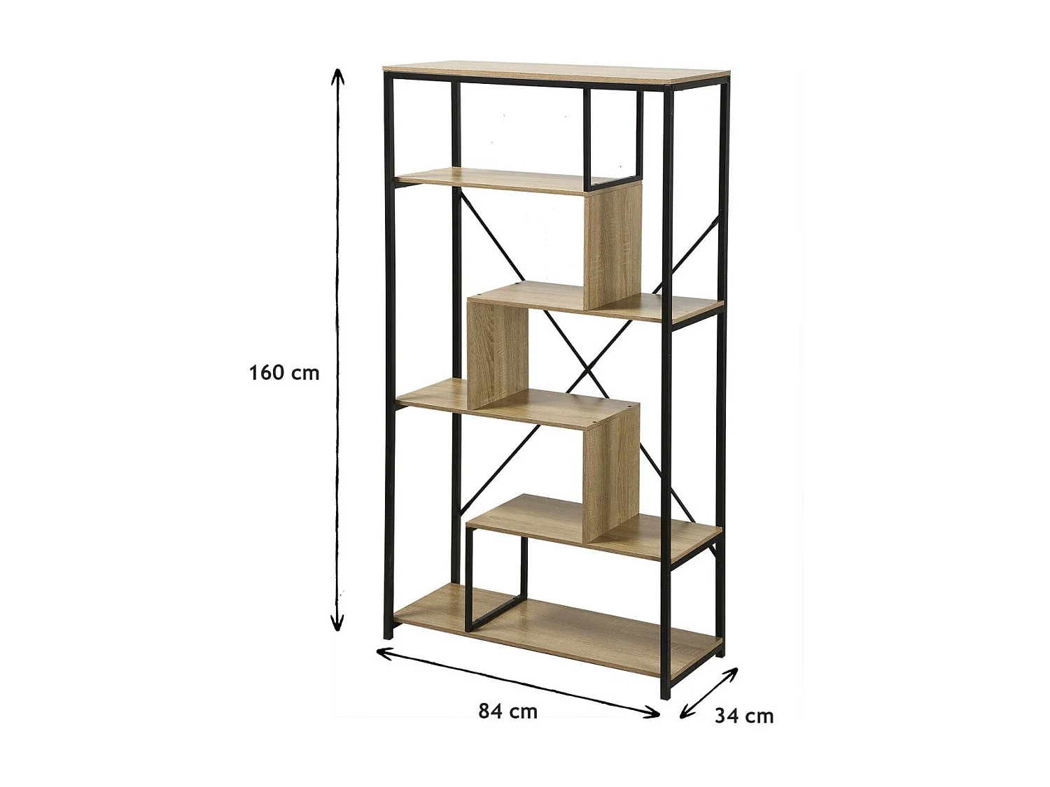 Bibliothèque avec étagères 6 niveaux H160 cm