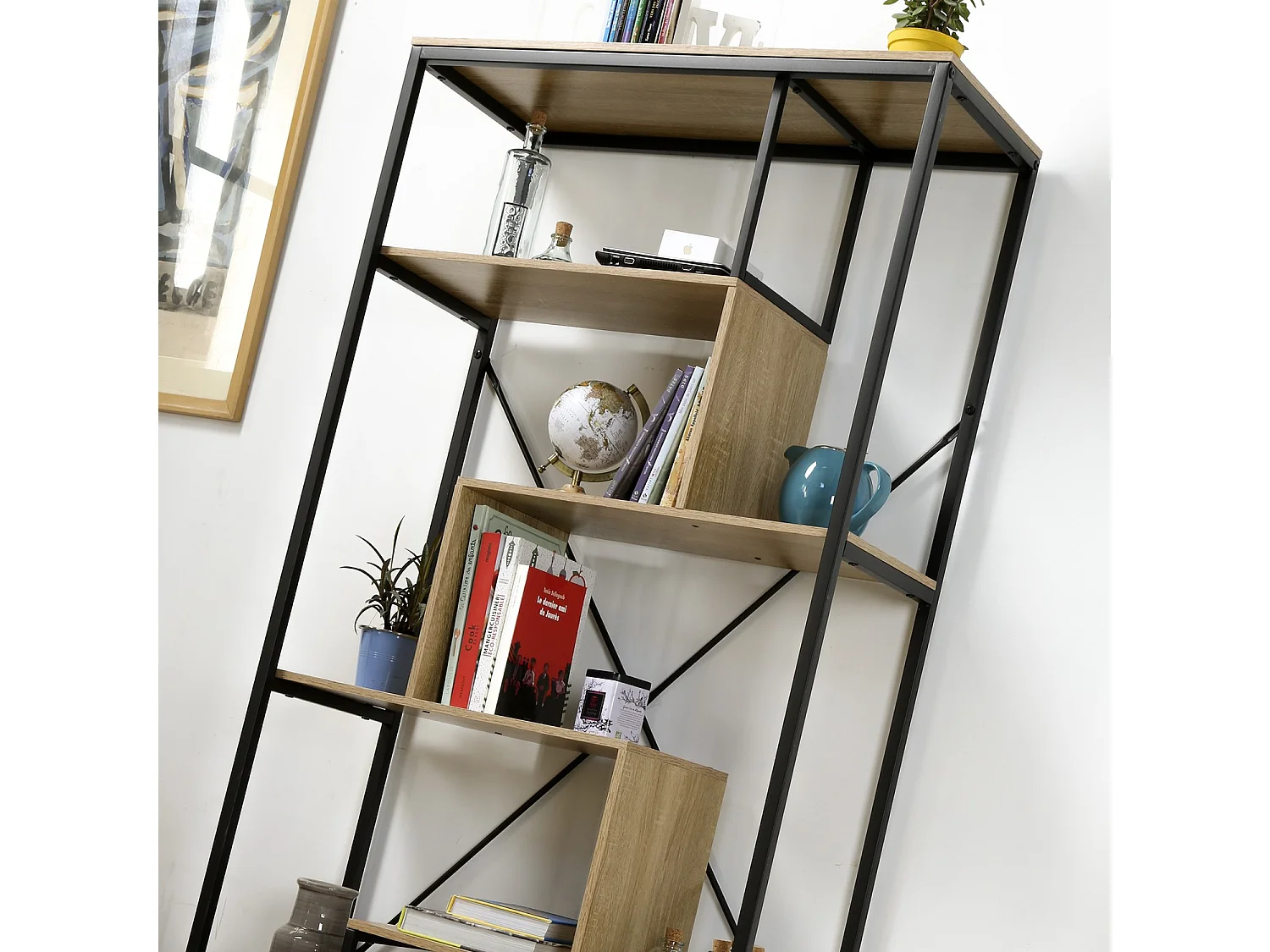 Bibliothèque avec étagères 6 niveaux H160 cm