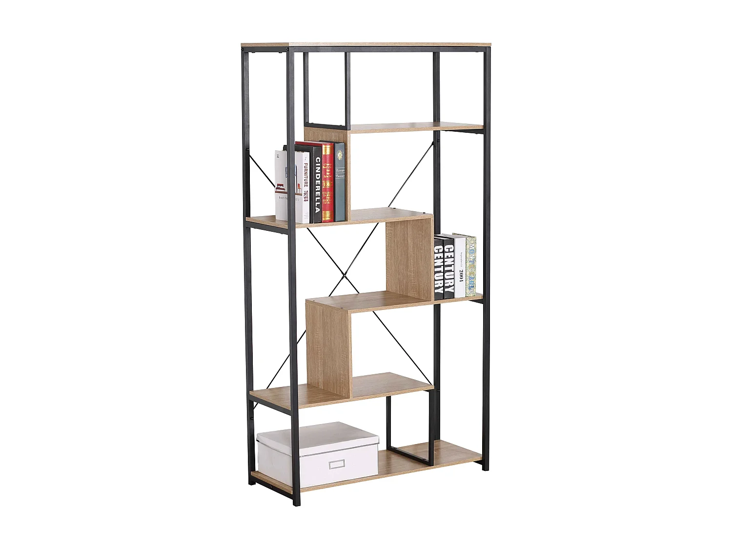 Bibliothèque avec étagères 6 niveaux H160 cm