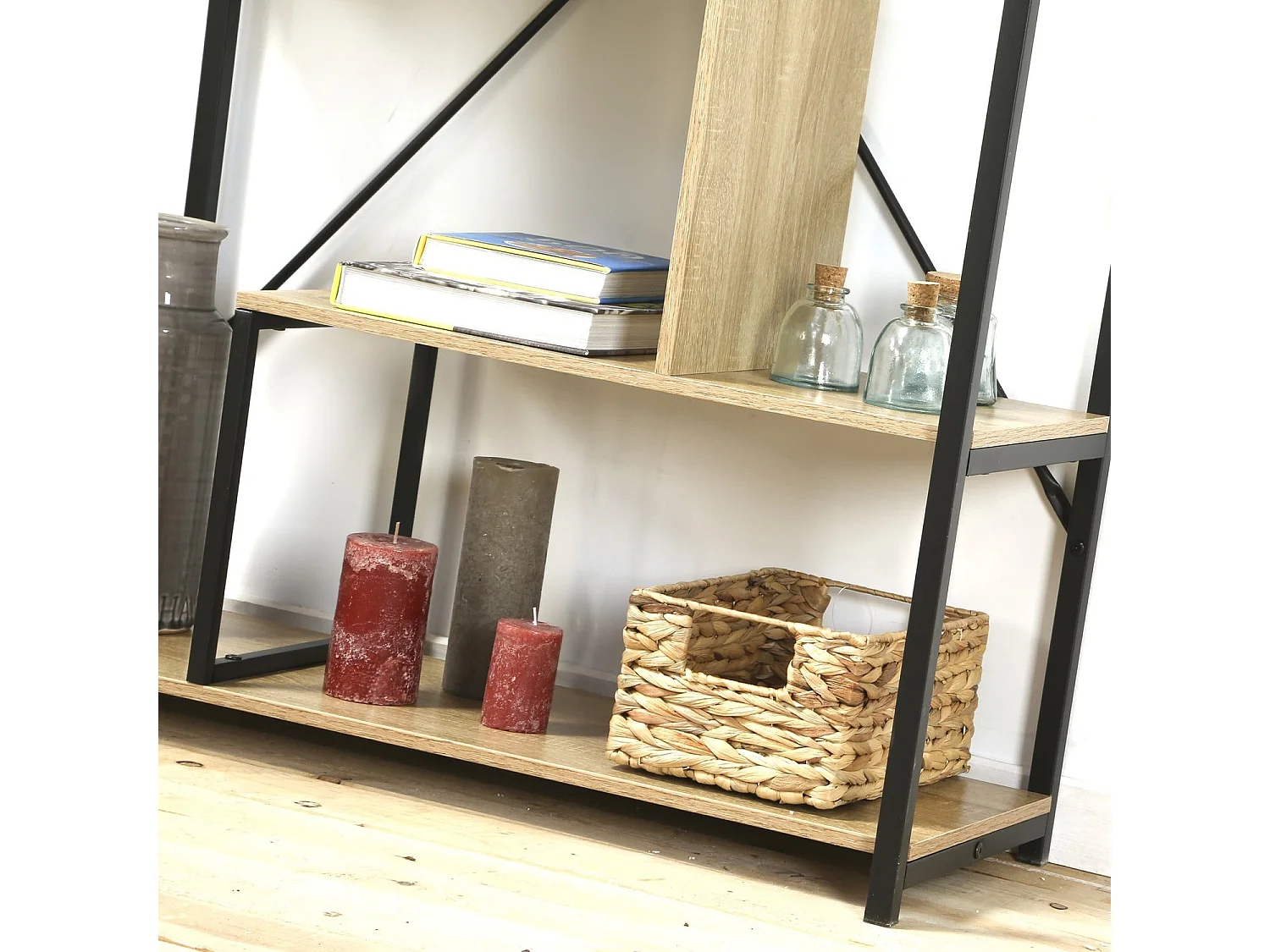 Bibliothèque avec étagères 6 niveaux H160 cm