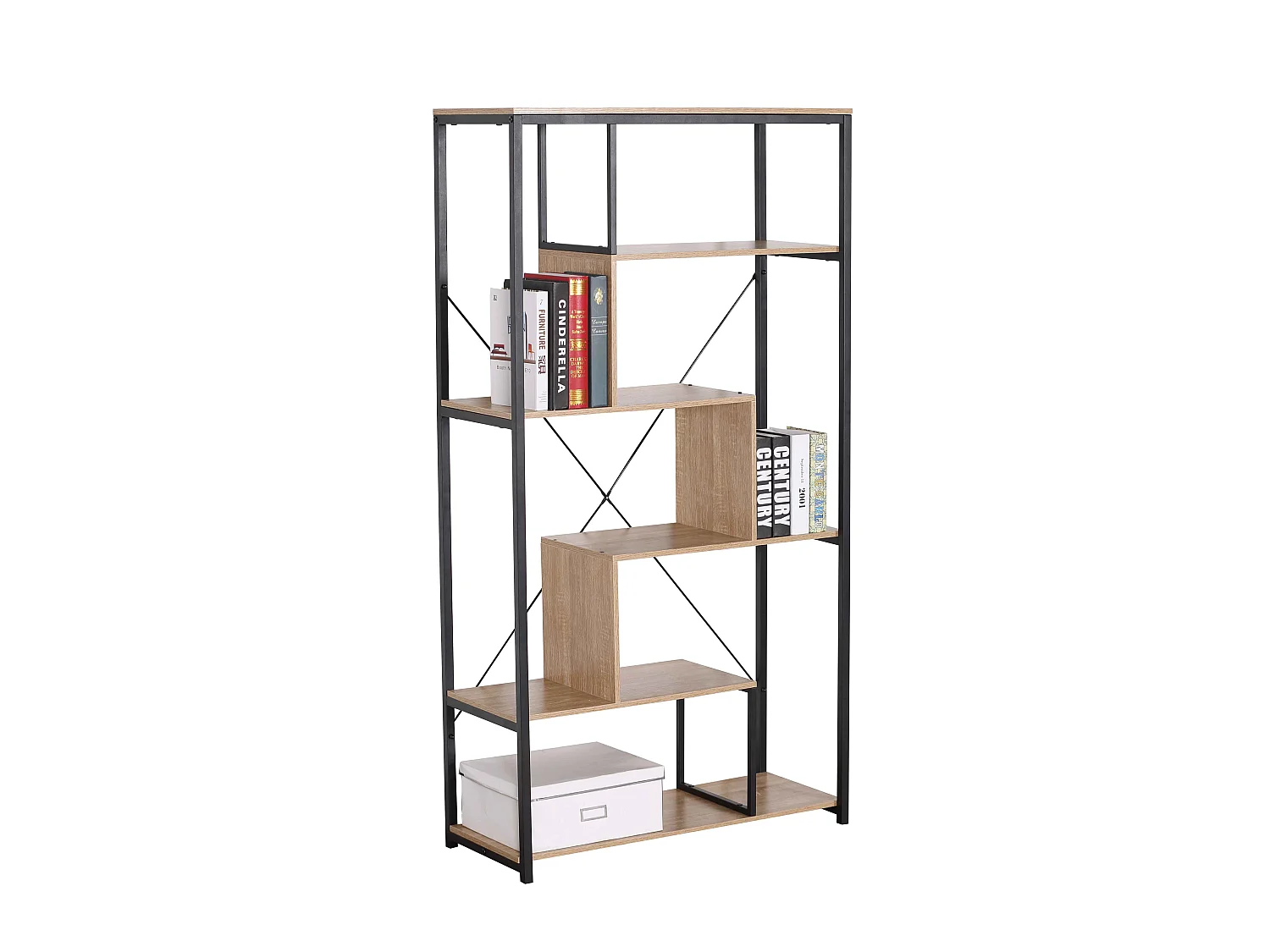 Bibliothèque avec étagères 6 niveaux H160 cm
