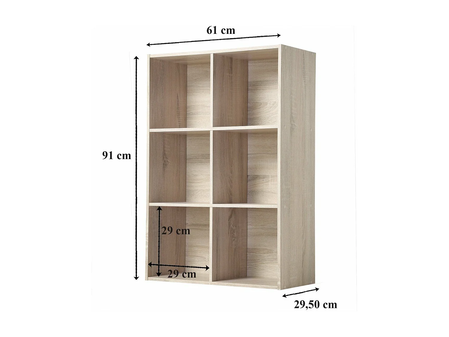 Opbergplank met 6 vakken - L61 x H91 cm