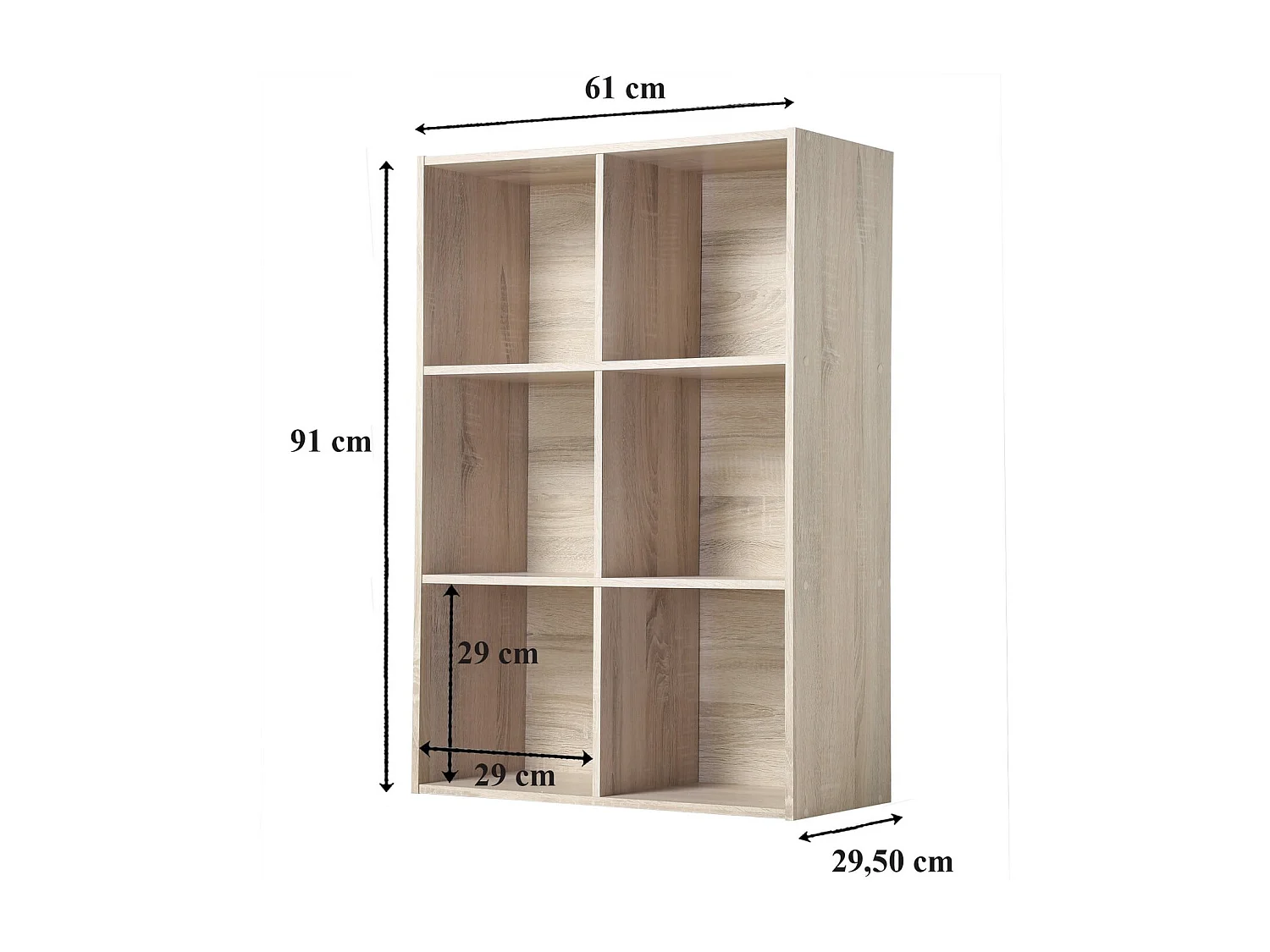 Regal mit 6 Fächern - H91,5 x L61,5 cm