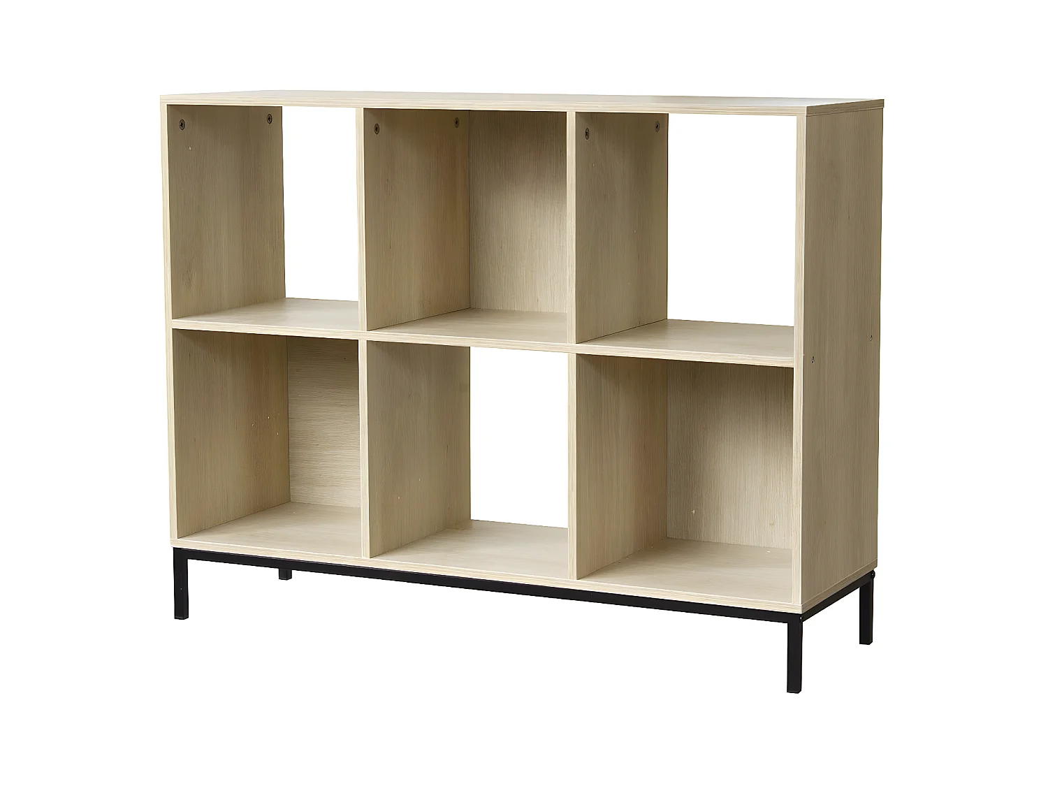 Etagère de rangement 6 cases avec pieds métal