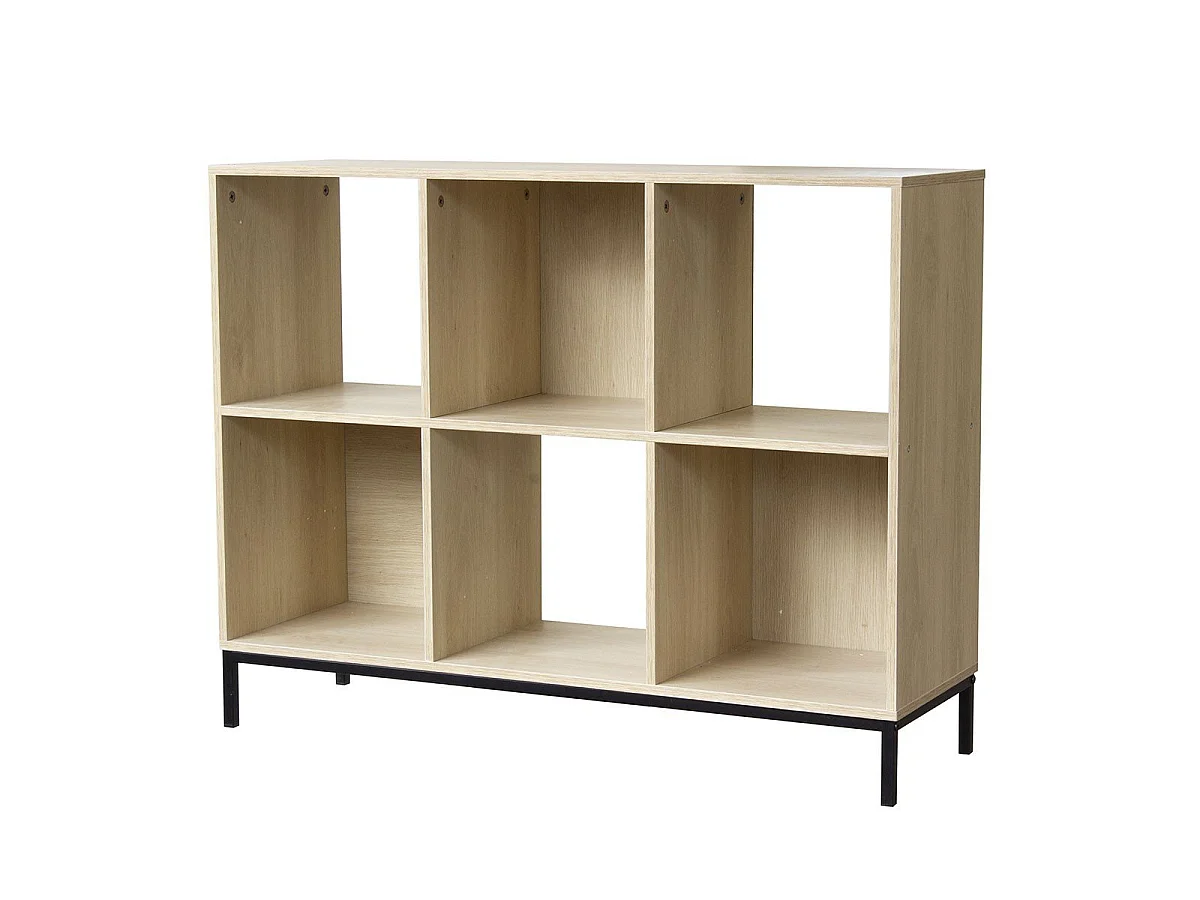 Etagère de rangement 6 cases avec pieds métal