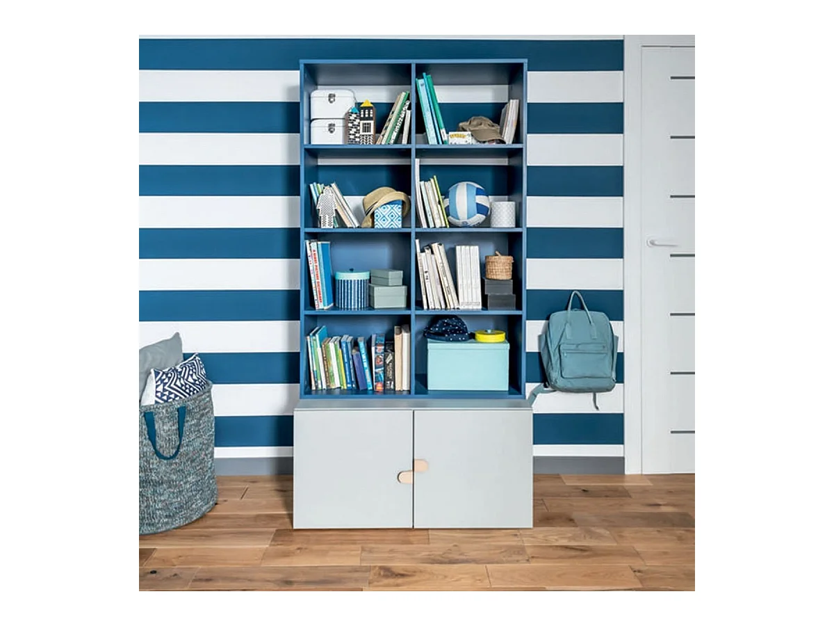 Bibliothèque 8 cases avec meuble bas 2 portes - STIGE