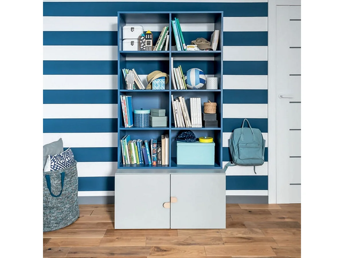 Bibliothèque 8 cases avec meuble bas 2 portes - STIGE