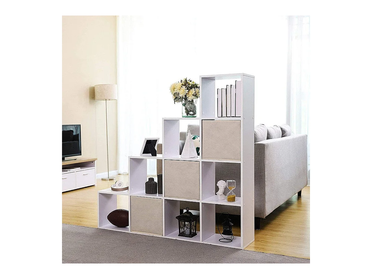 Scaffale Scala 10 scomparti bianco - L129,5 cm