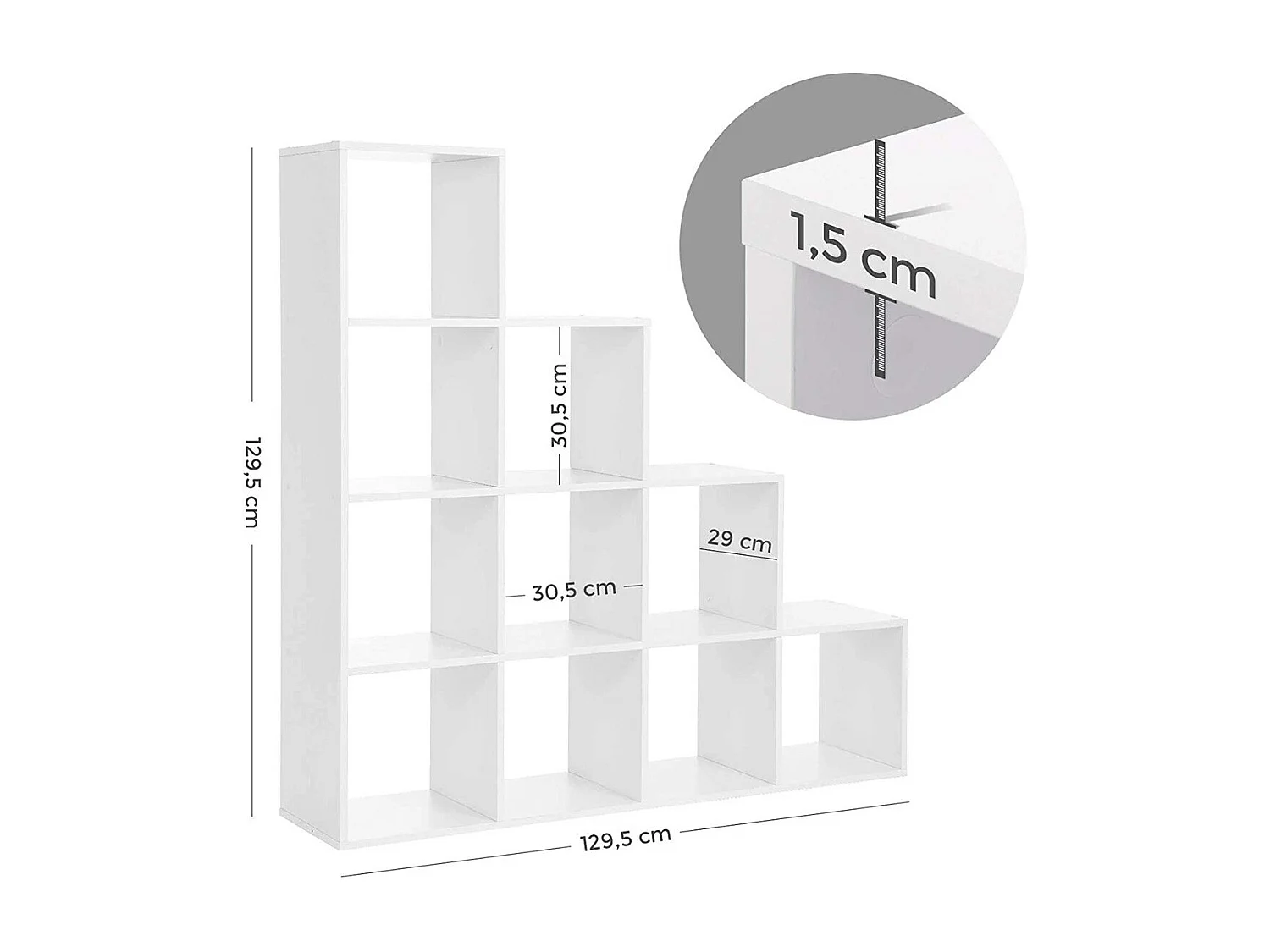 Étagère Escalier 10 compartiments Blanc - L129,5 cm