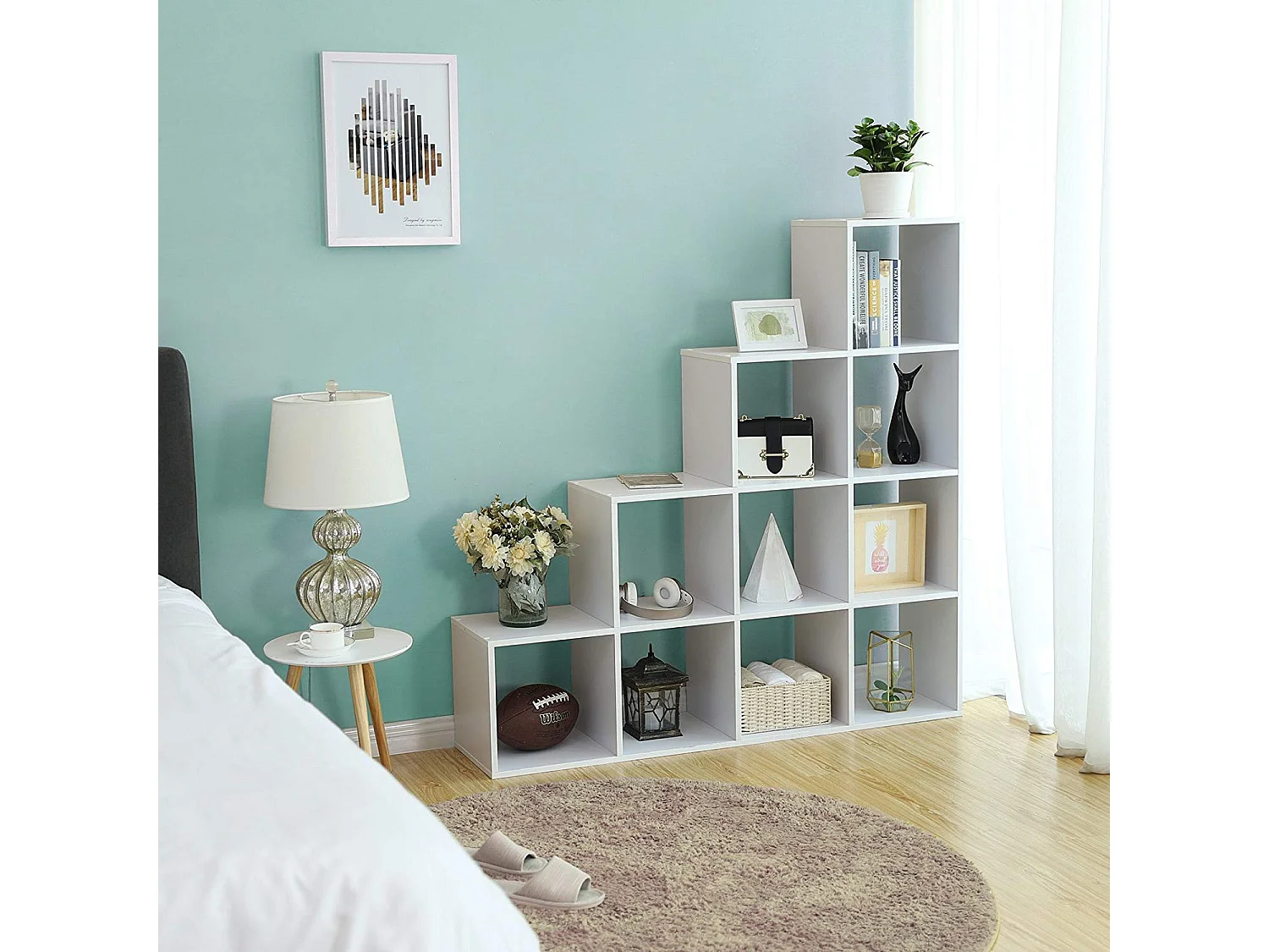 Étagère Escalier 10 compartiments Blanc - L129,5 cm