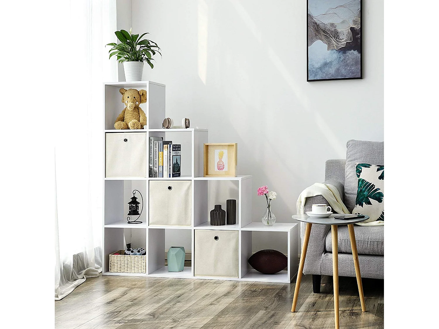 Étagère Escalier 10 compartiments Blanc - L129,5 cm