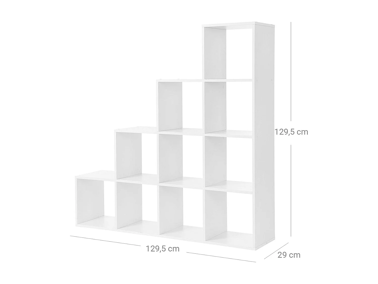 Étagère Escalier 10 compartiments Blanc - L129,5 cm