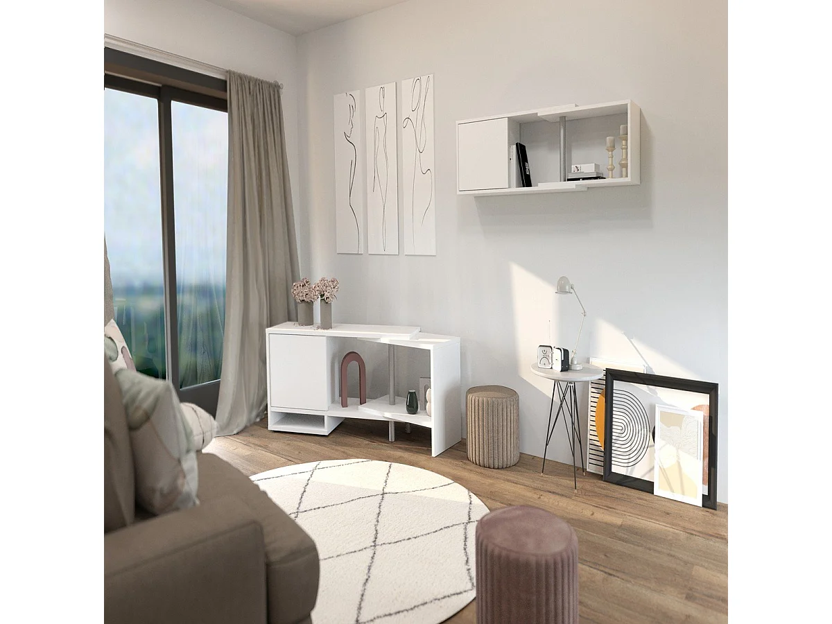 Hoekkast modulair met open schap wit