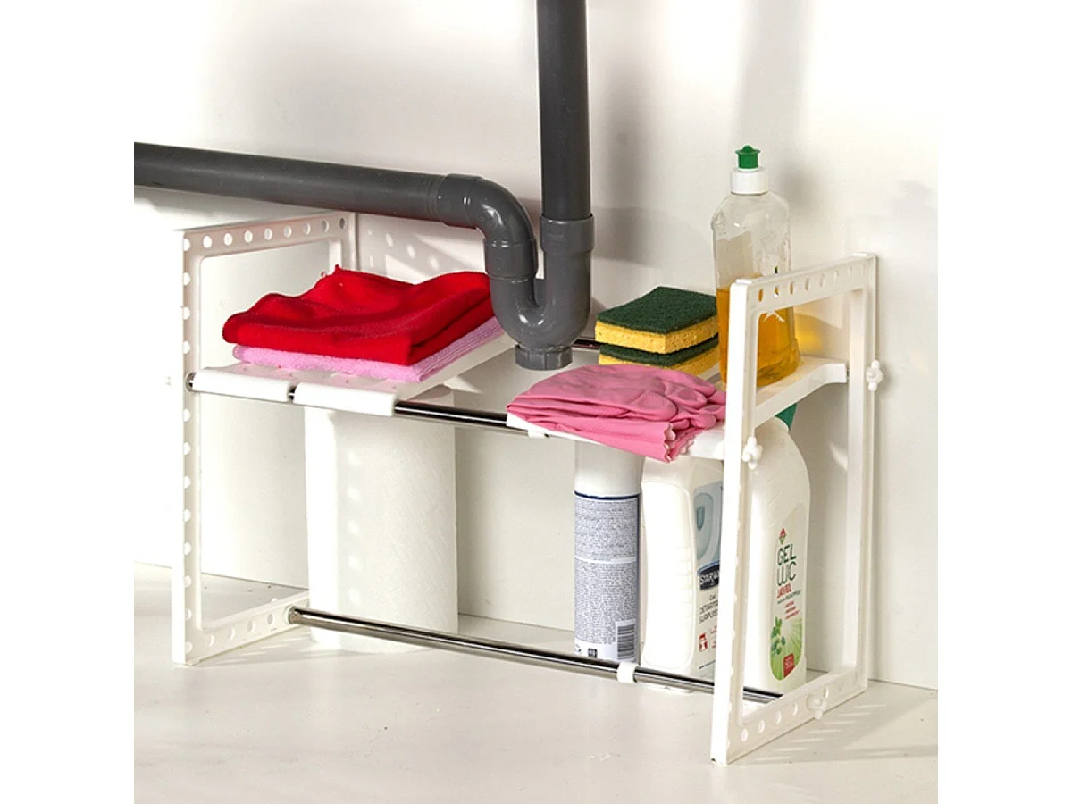 Étagère 1 niveau sous évier extensible L38/65 cm