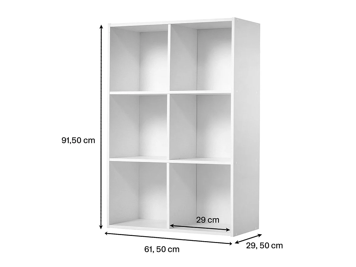 Scaffale a 6 scomparti - L61 x H91 cm
