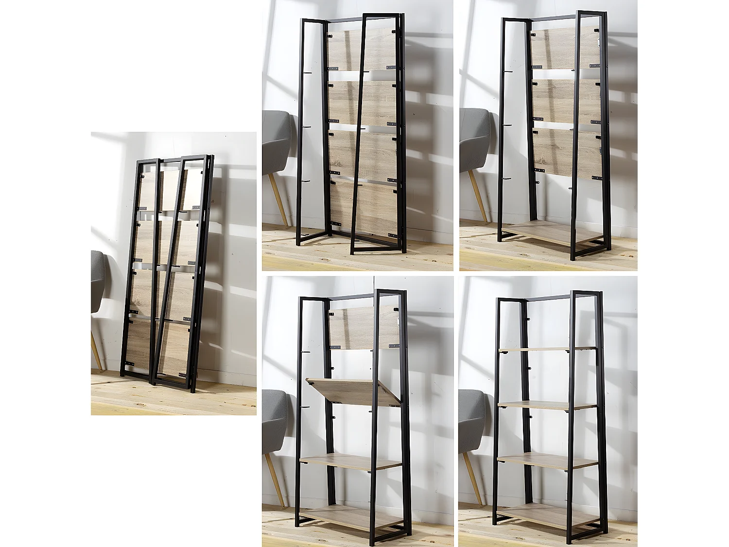 Estantería plegable 4 niveles estilo industrial