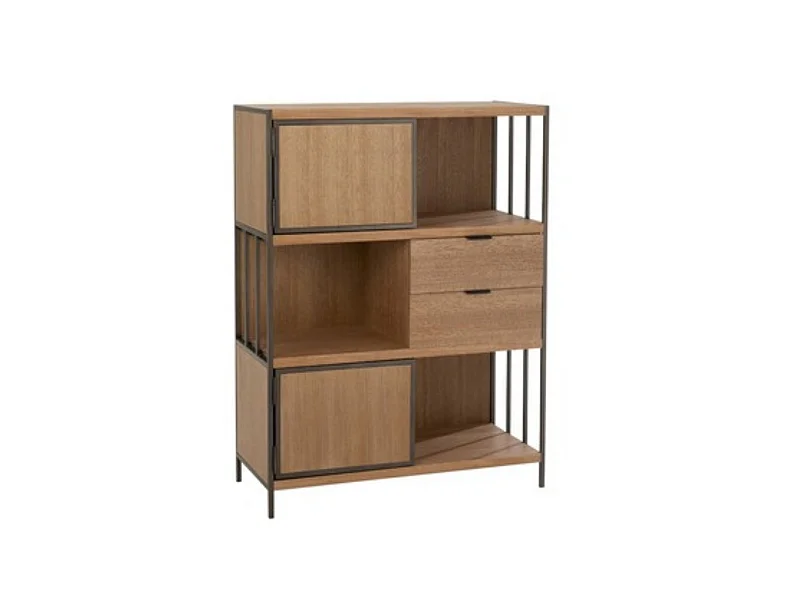 Mueble de almacenaje Marot de madera clara con patas de metal negro L 90 cm