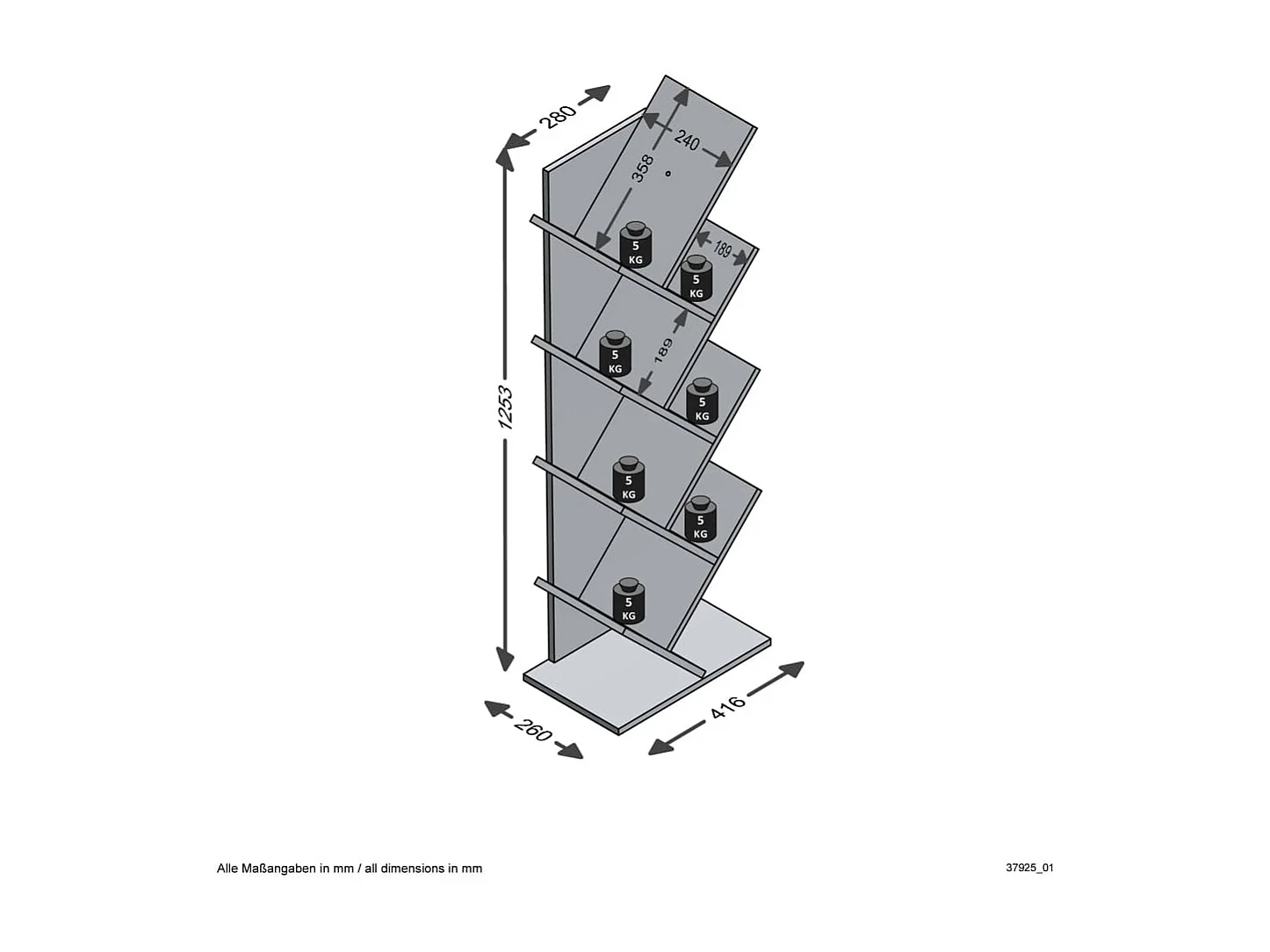 Boekenplank staand geometrisch eikenkleurig