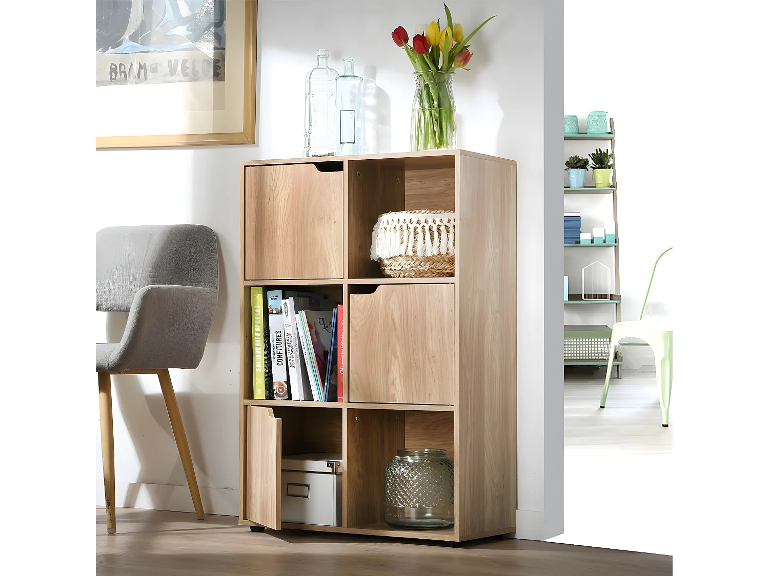 Meuble à 6 cases avec trois portes - Modu